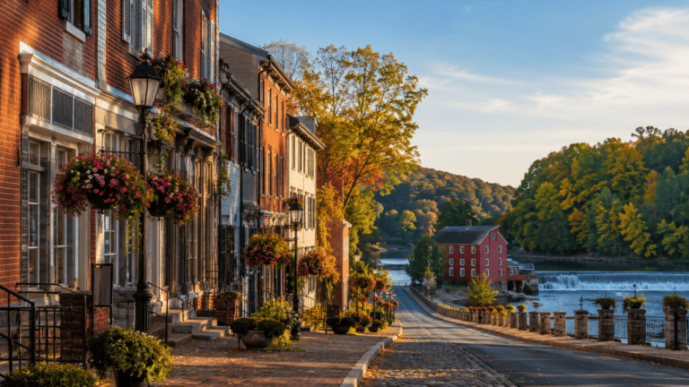 Best Small Towns Near Princeton for a Weekend Getaway featuring Lambertville, New Hope, Hopewell, Frenchtown, and Clinton.